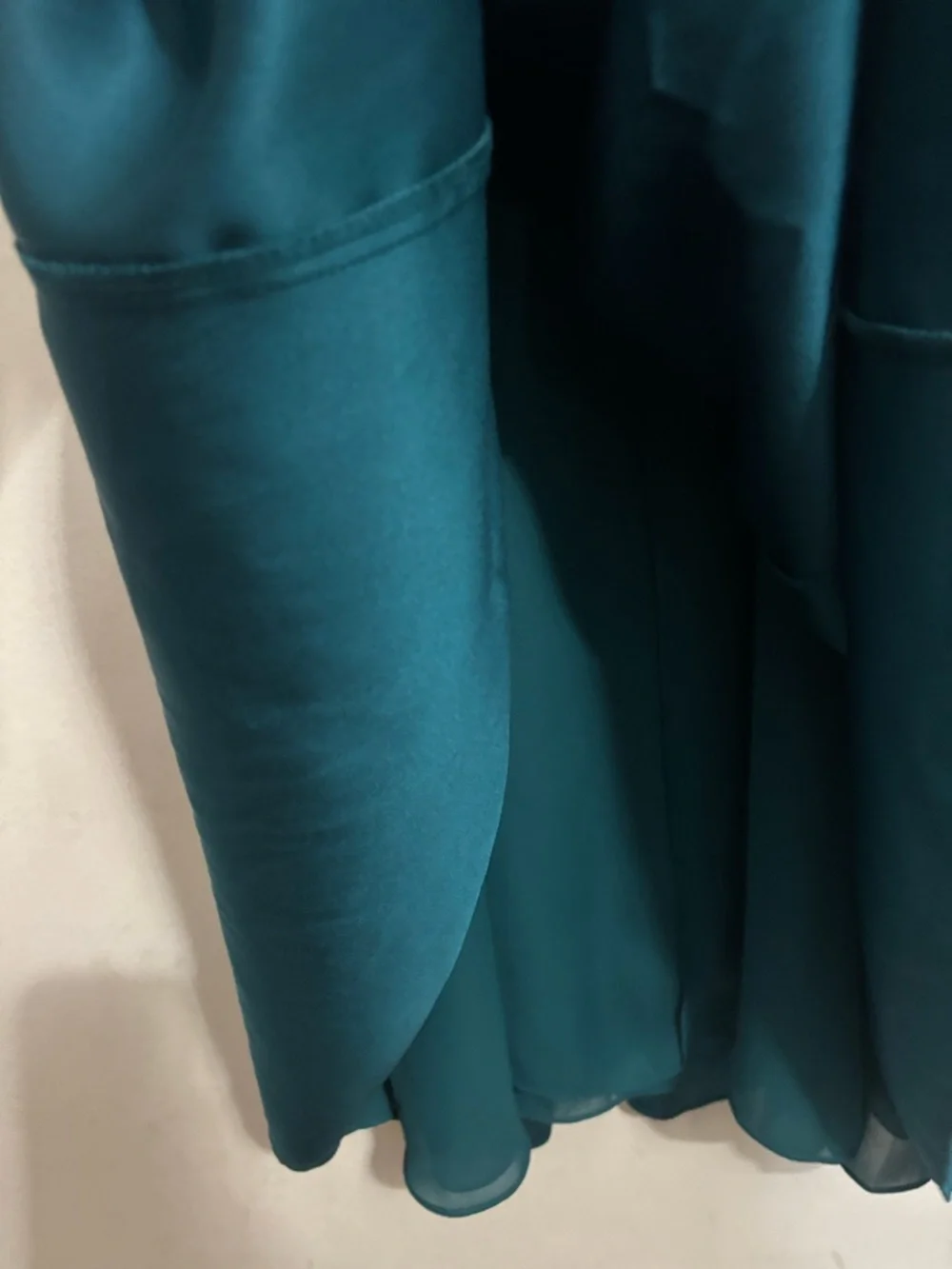 Banana Republic cascade maxi flowy silk stretch teal dress size 16 - Picture 6 of 10